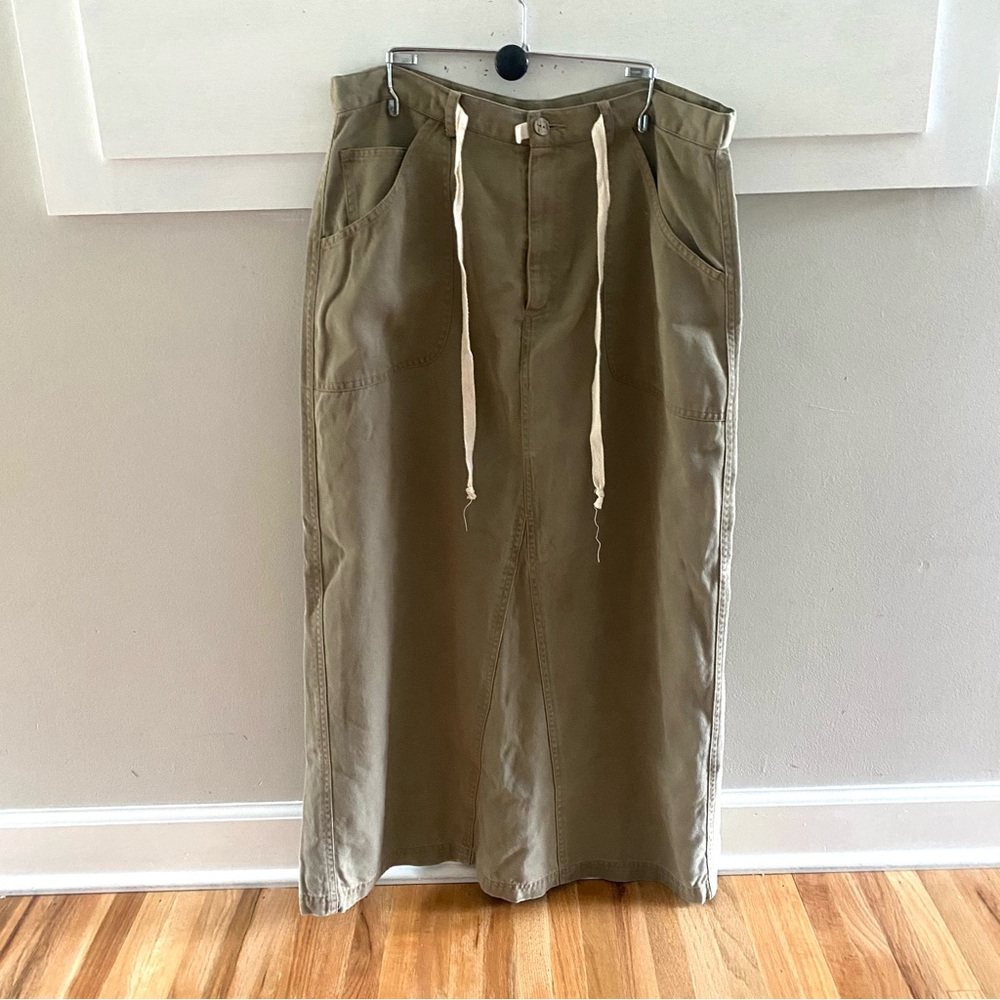 J. Jill Maxi Skirt Tencel Drawstring Size 10 Green